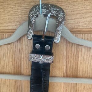 Silver and Black Western Belt